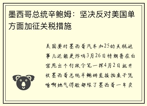 墨西哥总统辛鲍姆：坚决反对美国单方面加征关税措施